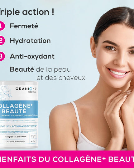 GRANIONS COLLAGENE + BEAUTE Peau et Cheveux - Poudre Parfum Grenade 275g
