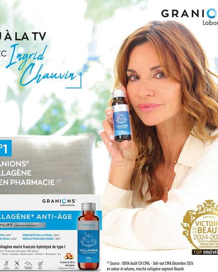 GRANIONS COLLAGENE + ANTI-ÂGE Sublimlift Goût Pêche - 10 Shots