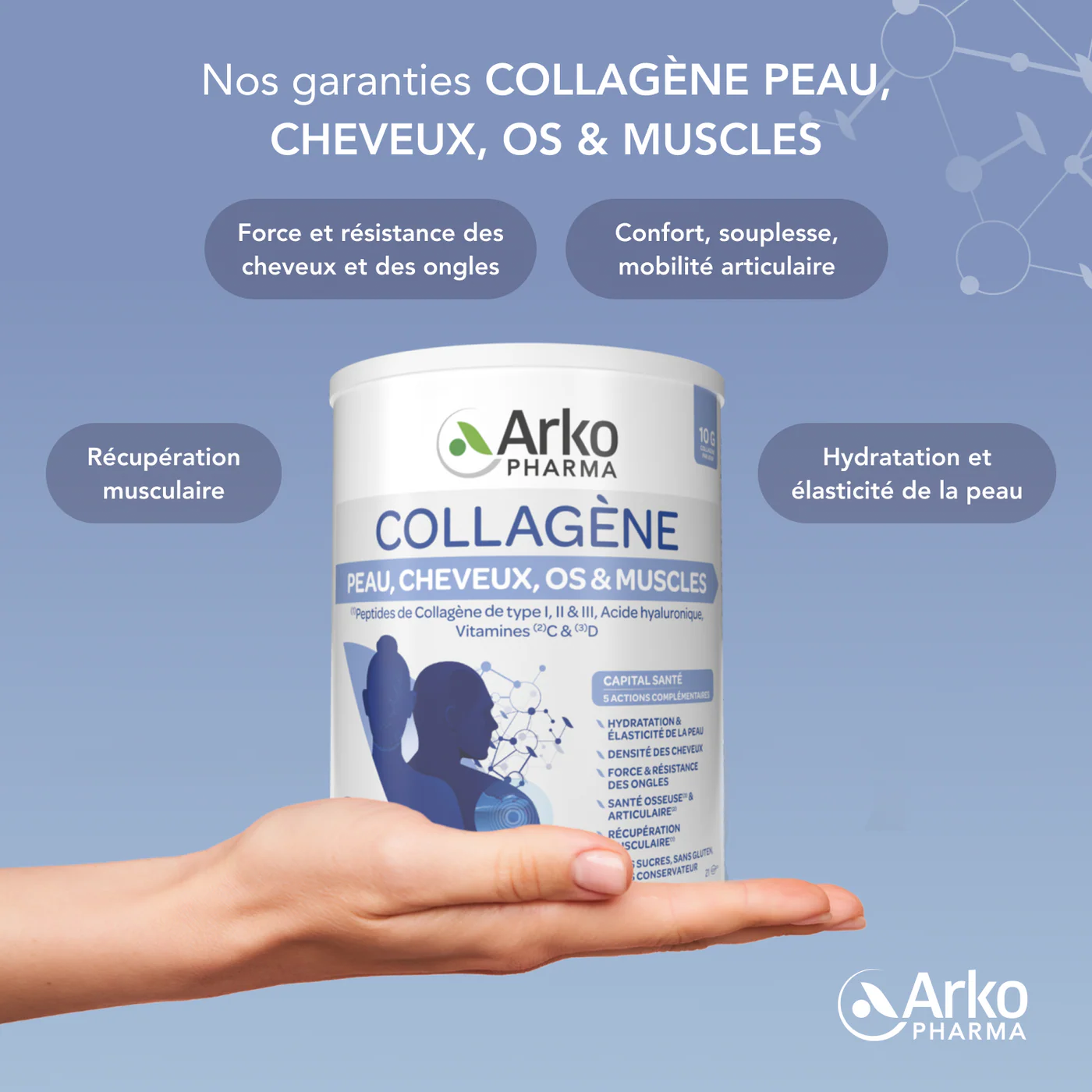 ARKOPHARMA COLLAGÈNE Peau Cheveux Os et Muscles - Poudre 260g