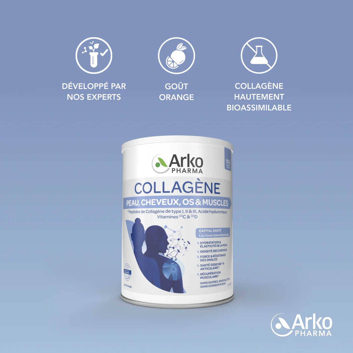 ARKOPHARMA COLLAGÈNE Peau Cheveux Os et Muscles - Poudre 260g