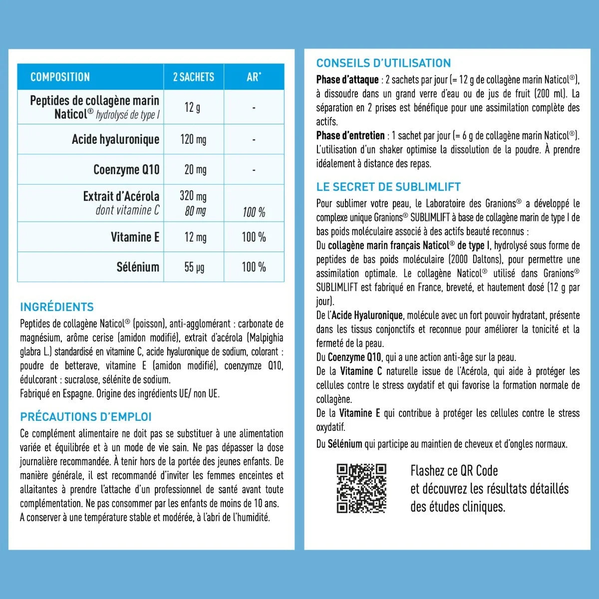 GRANIONS COLLAGENE + BEAUTÉ Sublimlift - 10 Sachets