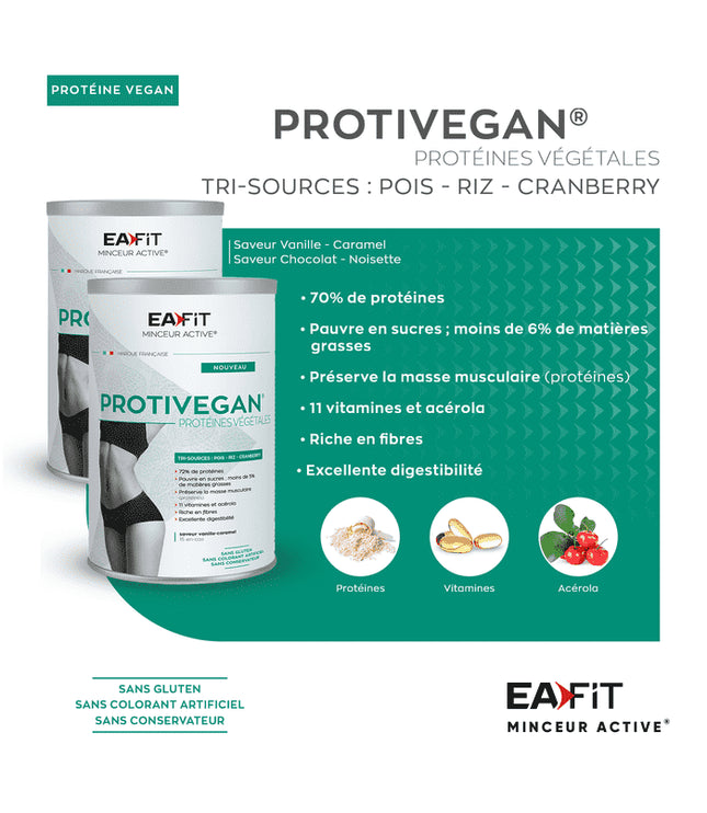 EAFIT PROTIVEGAN Protéines Végétales Saveur Vanille Caramel - 450g