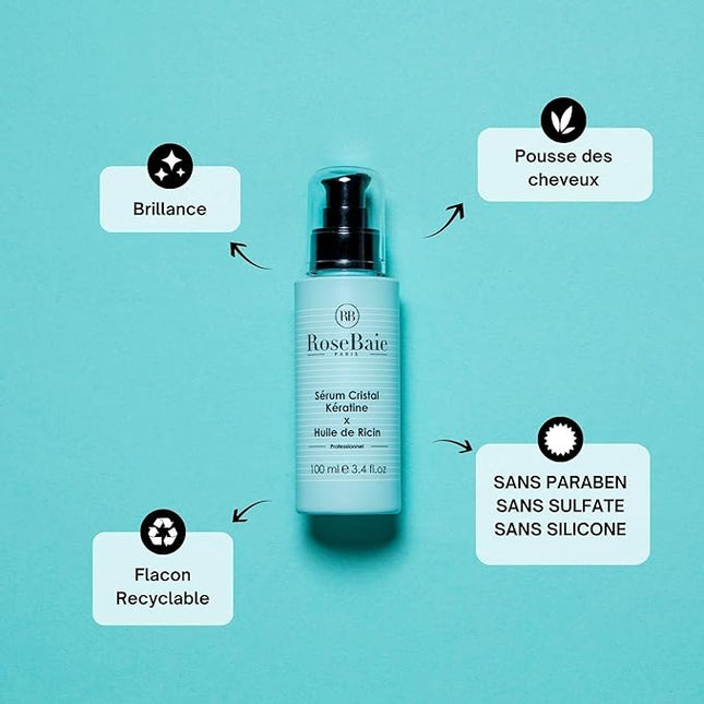 Gamme Ricin Rosebaie Kit Kératine Et Huile De Ricin, Éléments Hydratants