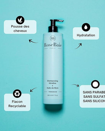 Gamme Ricin Rosebaie Kit Kératine Et Huile De Ricin, Éléments Hydratants