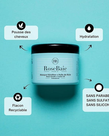 Gamme Ricin Rosebaie Kit Kératine Et Huile De Ricin, Éléments Hydratants