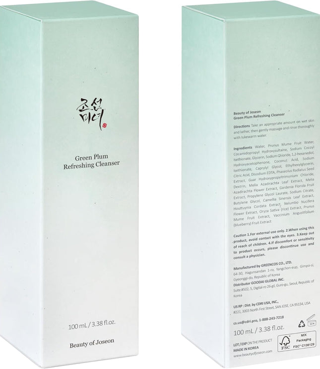 BEAUTY OF JOSEON GREEN PLUM Nettoyant Rafraîchissant Prune Verte - 100ml