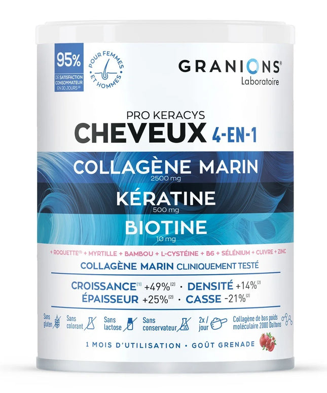 GRANIONS PRO KERACYS Collagène Cheveux 4 en 1 Poudre - 300g
