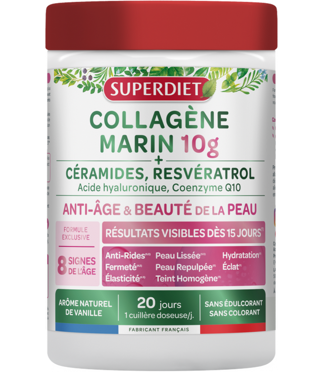 SUPERDIET COLLAGÈNE MARIN 10G Anti-Âge et Beauté de la Peau Arôme Vanille - 210g