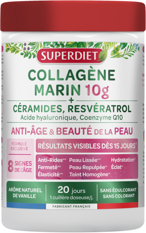 SUPERDIET COLLAGÈNE MARIN 10G Anti-Âge et Beauté de la Peau Arôme Vanille - 210g