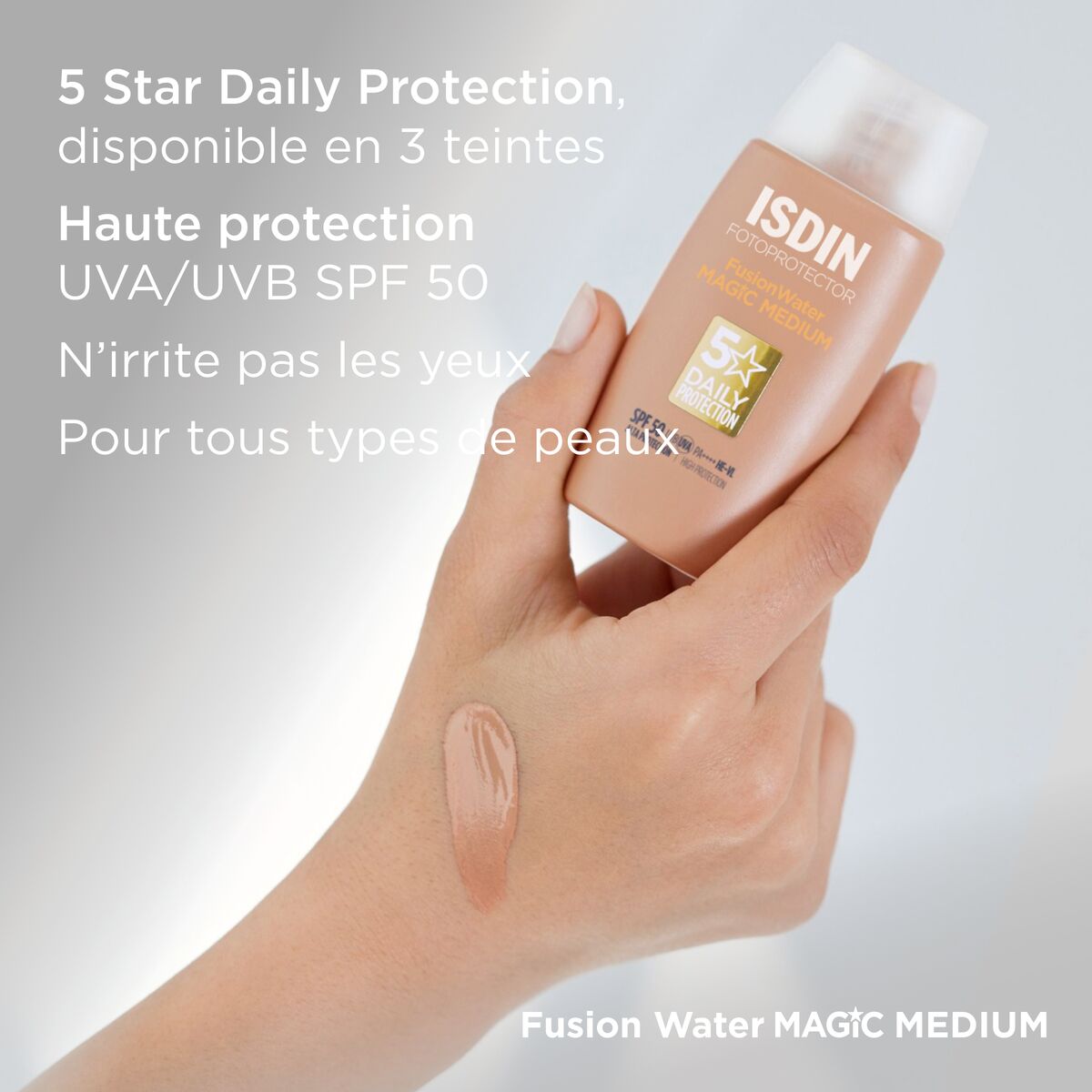 ISDIN FOTOPROTECTOR FUSION WATER MAGIC MEDIUM Crème Solaire Teintée SPF50 - 50ml